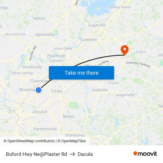 Buford Hwy Ne@Plaster Rd to Dacula map