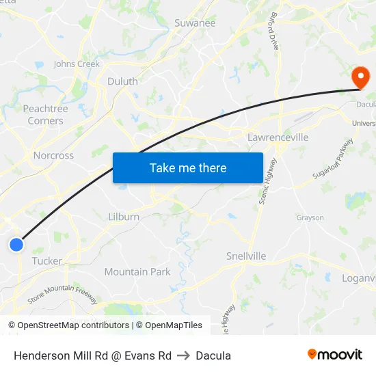 Henderson Mill Rd @ Evans Rd to Dacula map