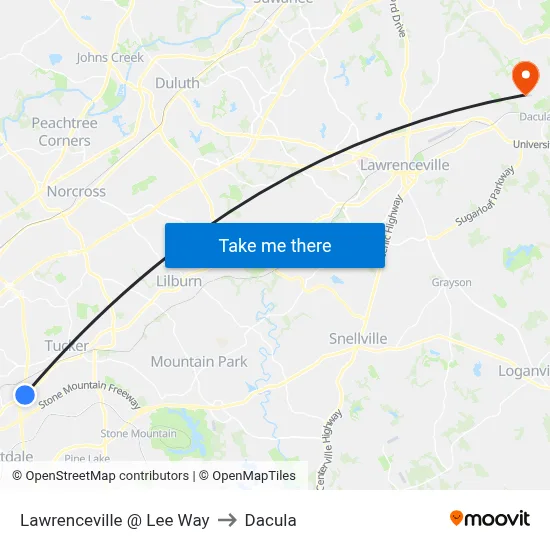 Lawrenceville @ Lee Way to Dacula map