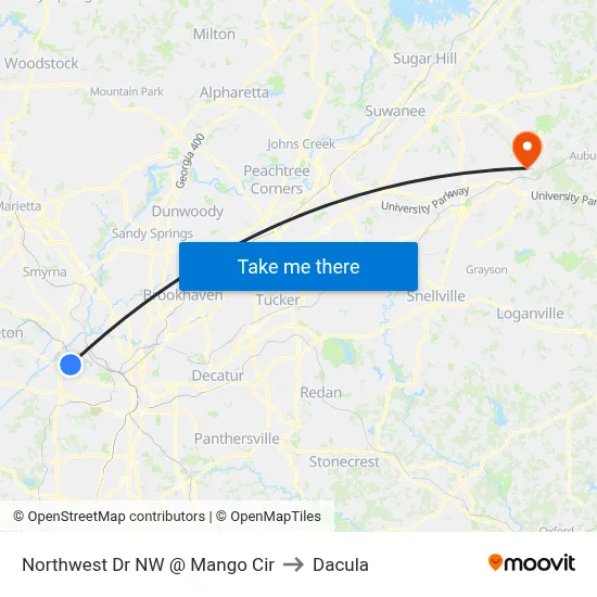 Northwest Dr NW @ Mango Cir to Dacula map