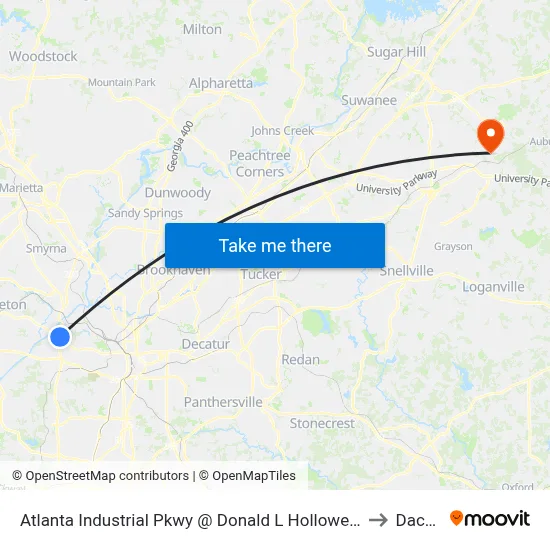 Atlanta Industrial Pkwy @ Donald L Hollowell Pkwy to Dacula map