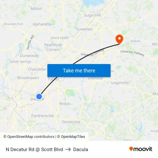N Decatur Rd @ Scott Blvd to Dacula map