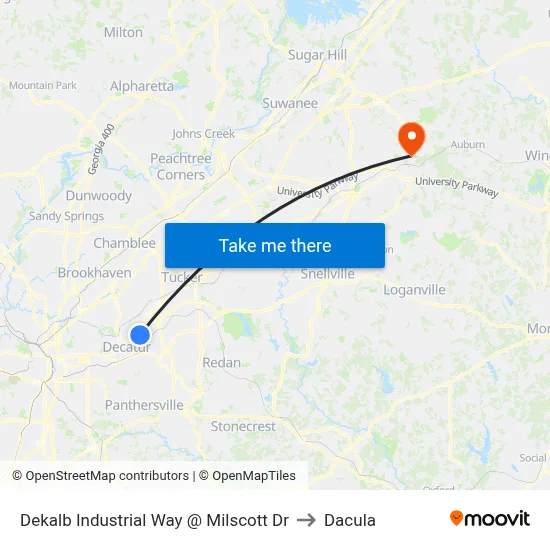 Dekalb Industrial Way @ Milscott Dr to Dacula map