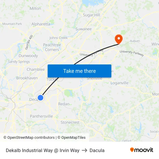 Dekalb Industrial Way @ Irvin Way to Dacula map