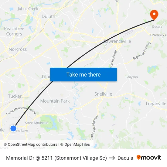 Memorial Dr @ 5211 (Stonemont Village Sc) to Dacula map