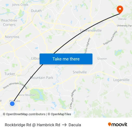 Rockbridge Rd @ Hambrick Rd to Dacula map