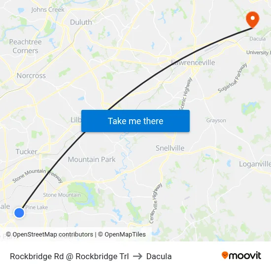 Rockbridge Rd @ Rockbridge Trl to Dacula map