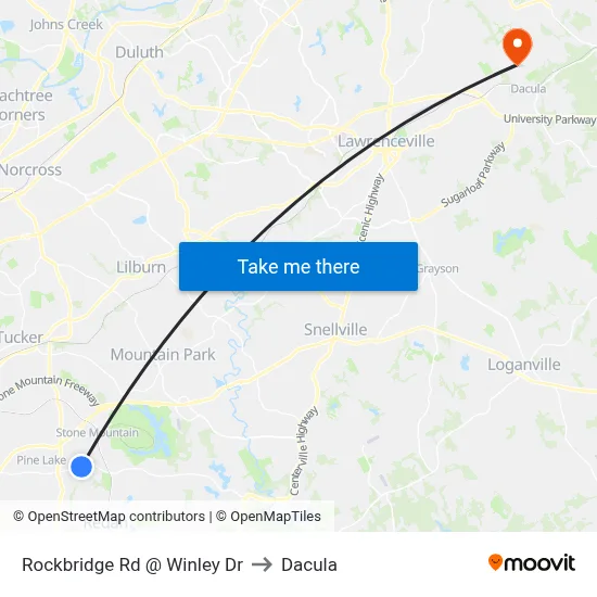 Rockbridge Rd @ Winley Dr to Dacula map