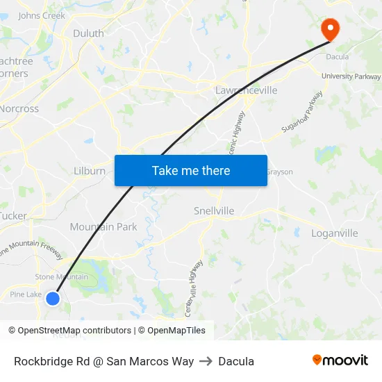 Rockbridge Rd @ San Marcos Way to Dacula map