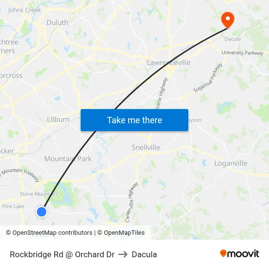 Rockbridge Rd @ Orchard Dr to Dacula map