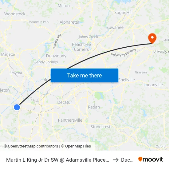 Martin L King Jr Dr SW @ Adamsville Place Pkwy to Dacula map