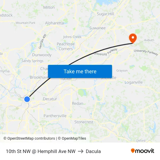 10th St NW @ Hemphill Ave NW to Dacula map