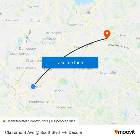 Clairemont Ave @ Scott Blvd to Dacula map