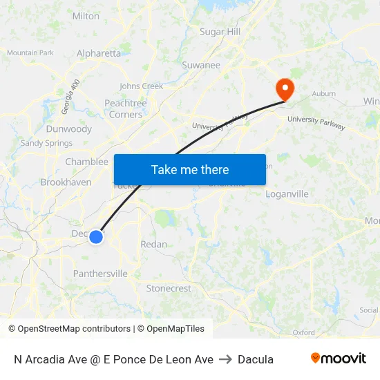 N Arcadia Ave @ E Ponce De Leon Ave to Dacula map