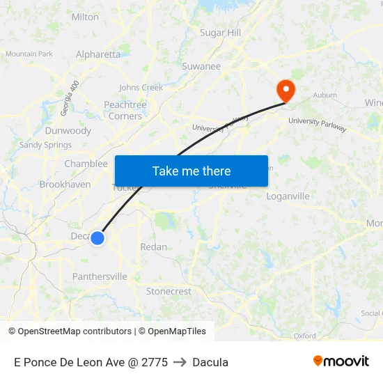 E Ponce De Leon Ave @ 2775 to Dacula map