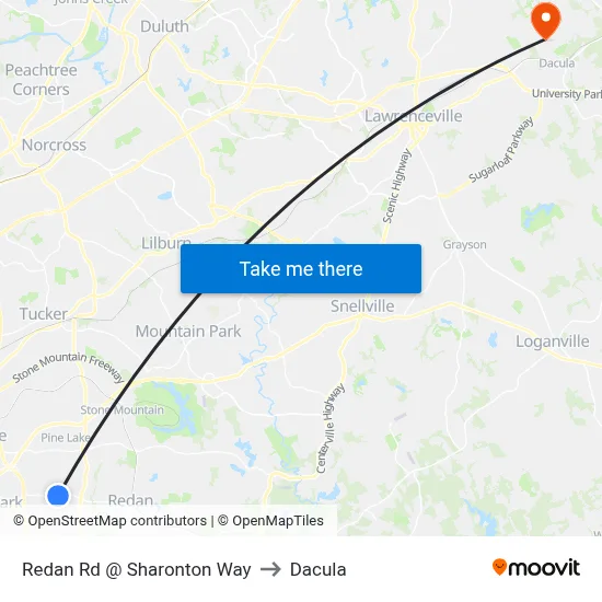 Redan Rd @ Sharonton Way to Dacula map