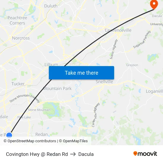 Covington Hwy @ Redan Rd to Dacula map