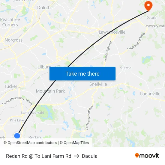 Redan Rd @ To Lani Farm Rd to Dacula map
