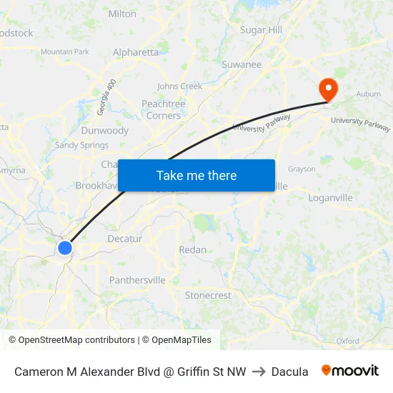 Cameron M Alexander Blvd @ Griffin St NW to Dacula map
