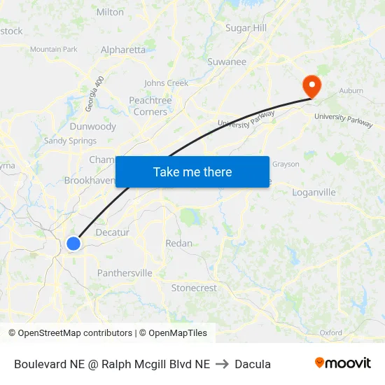 Boulevard NE @ Ralph Mcgill Blvd NE to Dacula map