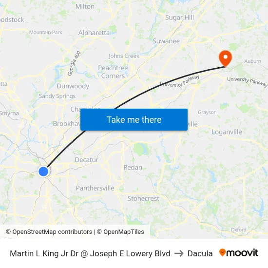 Martin L King Jr Dr @ Joseph E Lowery Blvd to Dacula map