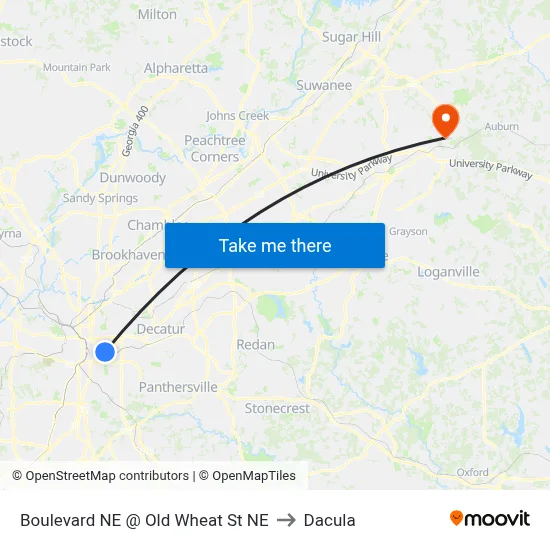 Boulevard NE @ Old Wheat St NE to Dacula map