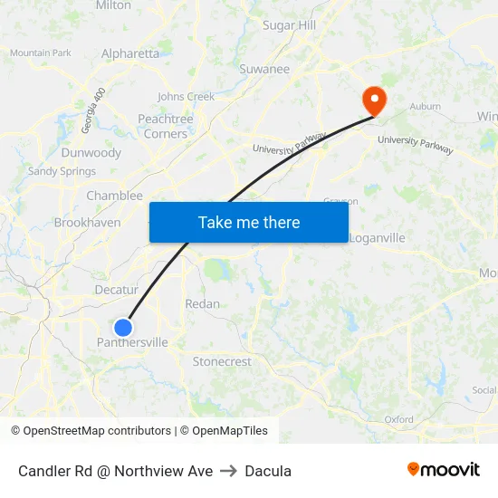 Candler Rd @ Northview Ave to Dacula map