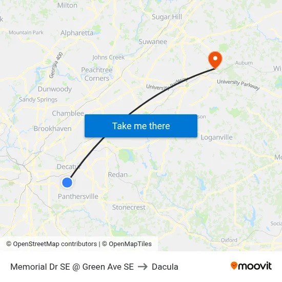 Memorial Dr SE @ Green Ave SE to Dacula map