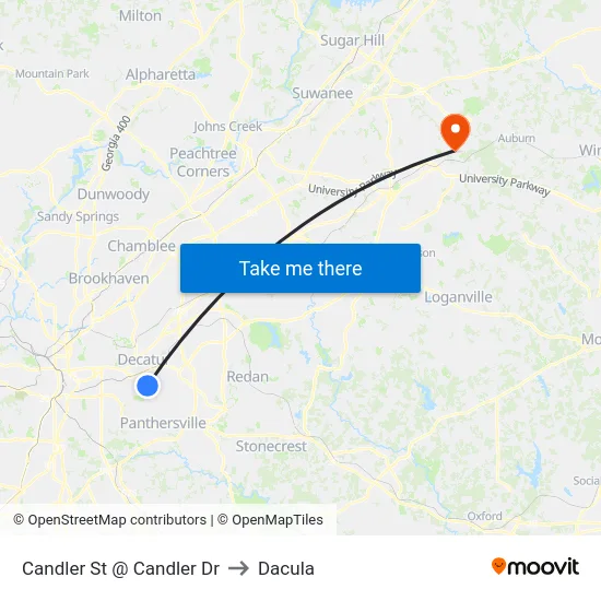 Candler St @ Candler Dr to Dacula map