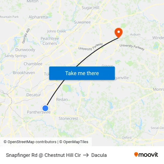 Snapfinger Rd @ Chestnut Hill Cir to Dacula map