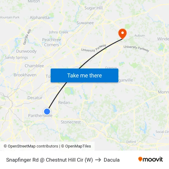 Snapfinger Rd @ Chestnut Hill Cir (W) to Dacula map