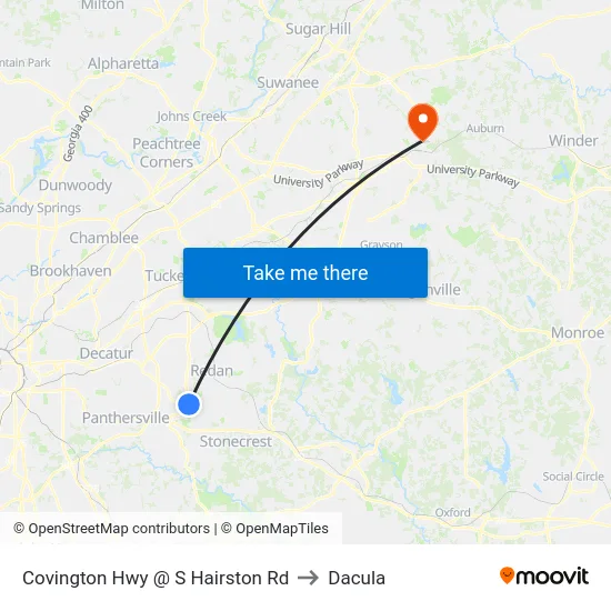 Covington Hwy @ S Hairston Rd to Dacula map