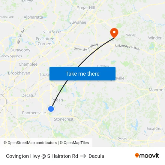 Covington Hwy @ S Hairston Rd to Dacula map