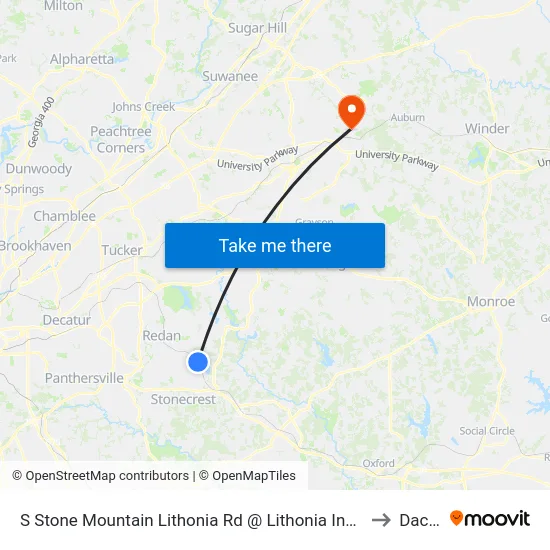 S Stone Mountain Lithonia Rd @ Lithonia Industrial Blvd to Dacula map