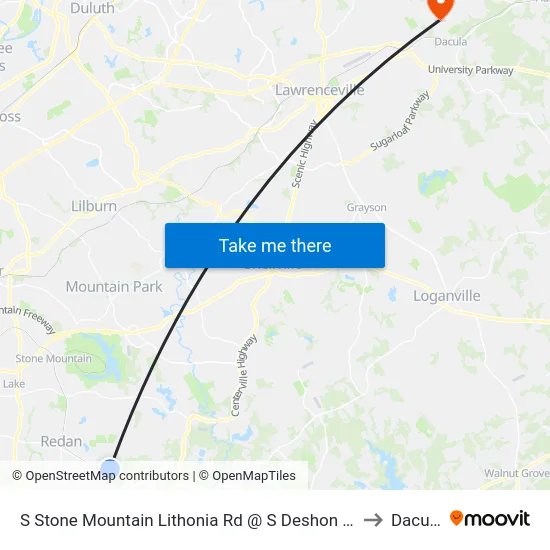 S Stone Mountain Lithonia Rd @ S Deshon Rd to Dacula map