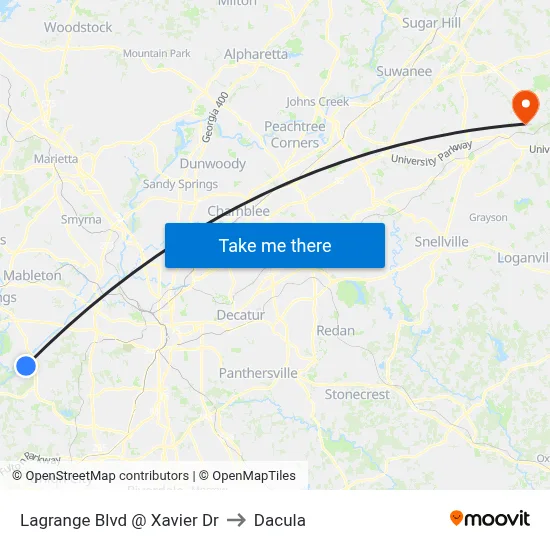 Lagrange Blvd @ Xavier Dr to Dacula map