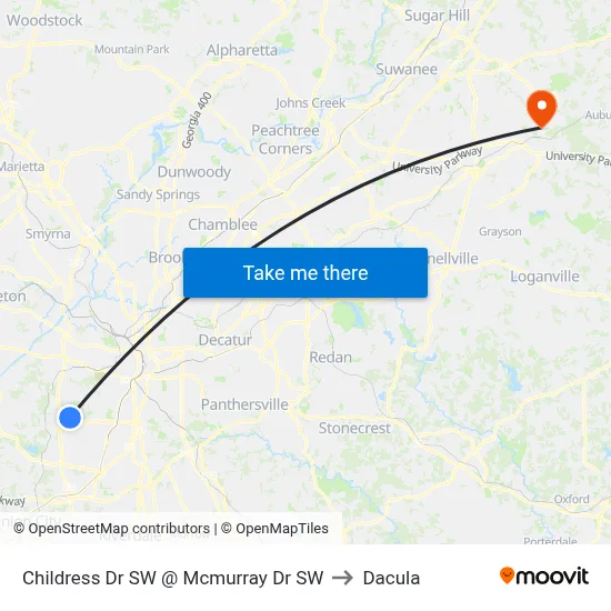 Childress Dr SW @ Mcmurray Dr SW to Dacula map