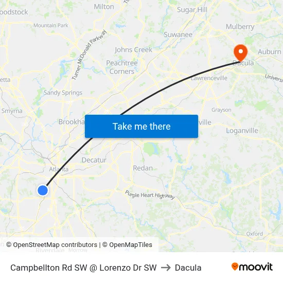 Campbellton Rd SW @ Lorenzo Dr SW to Dacula map