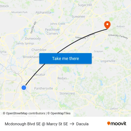 Mcdonough Blvd SE @ Marcy St SE to Dacula map