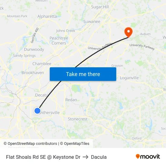 Flat Shoals Rd SE @ Keystone Dr to Dacula map