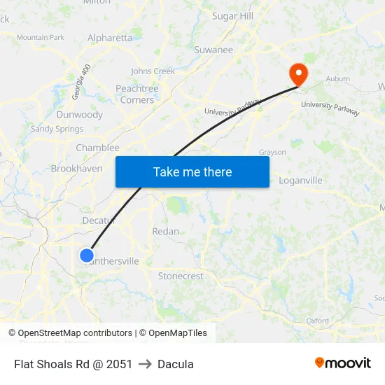Flat Shoals Rd @ 2051 to Dacula map