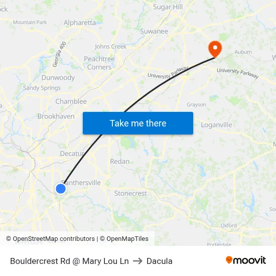 Bouldercrest Rd @ Mary Lou Ln to Dacula map