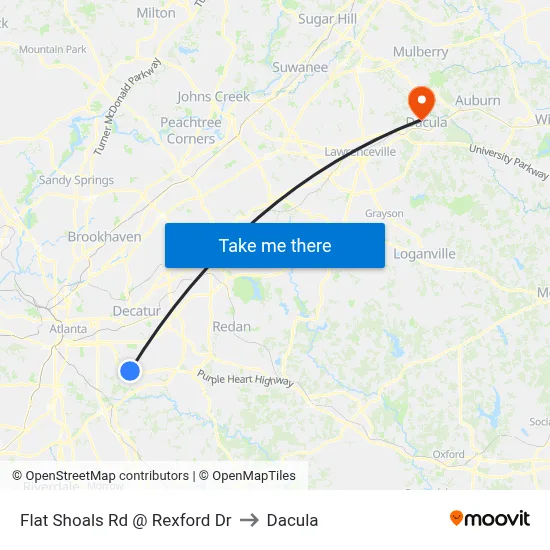 Flat Shoals Rd @ Rexford Dr to Dacula map