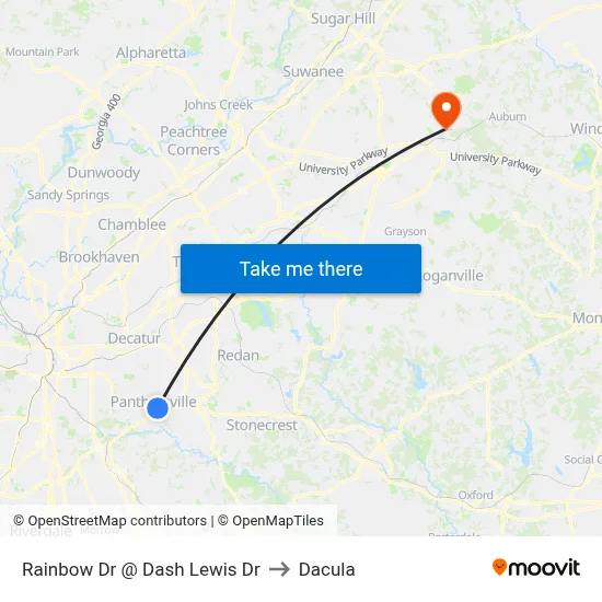 Rainbow Dr @ Dash Lewis Dr to Dacula map