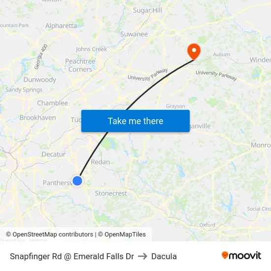 Snapfinger Rd @ Emerald Falls Dr to Dacula map