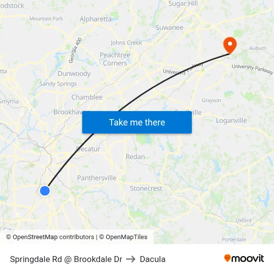 Springdale Rd @ Brookdale Dr to Dacula map