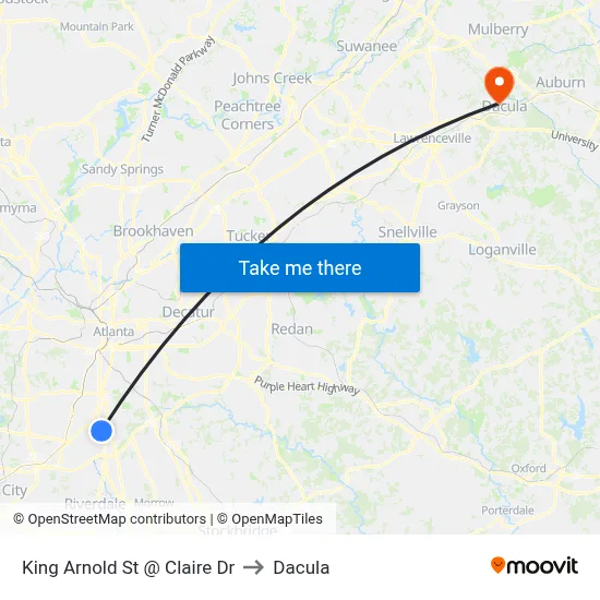 King Arnold St @ Claire Dr to Dacula map