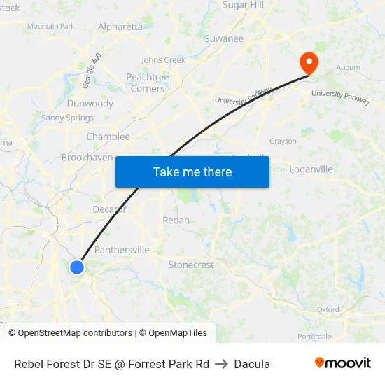 Rebel Forest Dr SE @ Forrest Park Rd to Dacula map