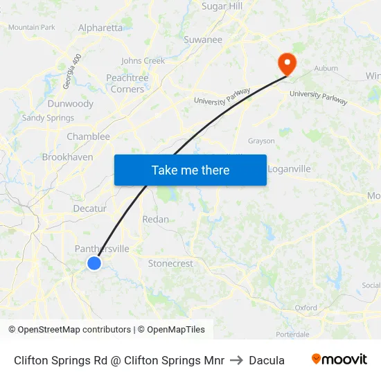Clifton Springs Rd @ Clifton Springs Mnr to Dacula map