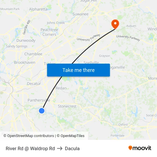 River Rd @ Waldrop Rd to Dacula map